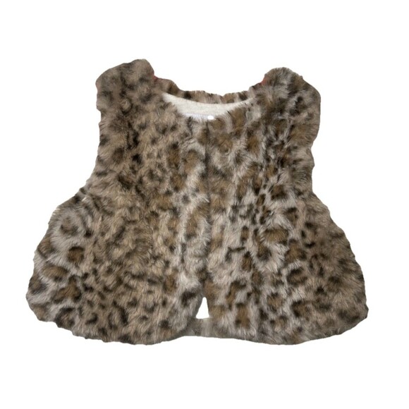 RZ By Rachel Zoe Faux Fur Vest Top Baby Girl Cheetah Soft Size 18M Sleeveless - Picture 1 of 7